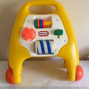 Vintage Little Tikes First Steps Baby Walker Activity Center Yellow Folding 1990